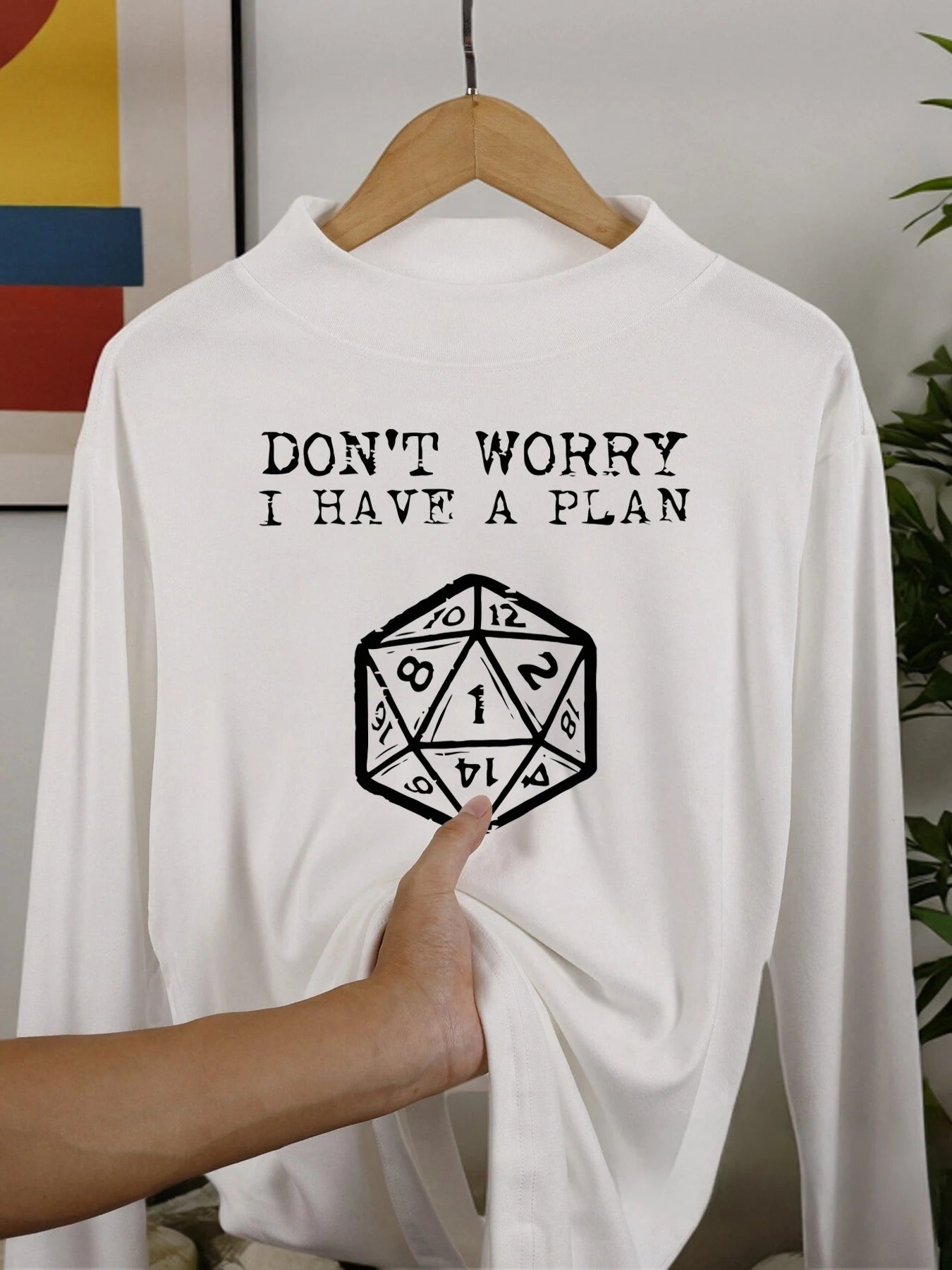 Don'T Worry I Have A Plan Print Male Long Sleeved Shirts Winter Autumn Base Layer Casual Fashion Clothing Middle Collar Shirt