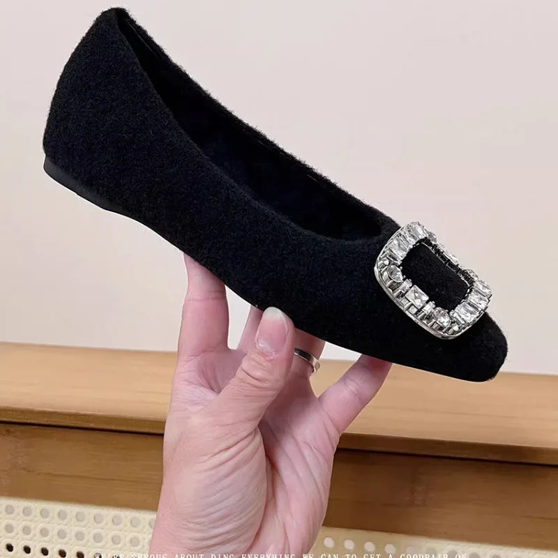 Small Inside Heightened Wool Shoes for Women 2025 New Winter Fleece Warm Mary Jane Shoes