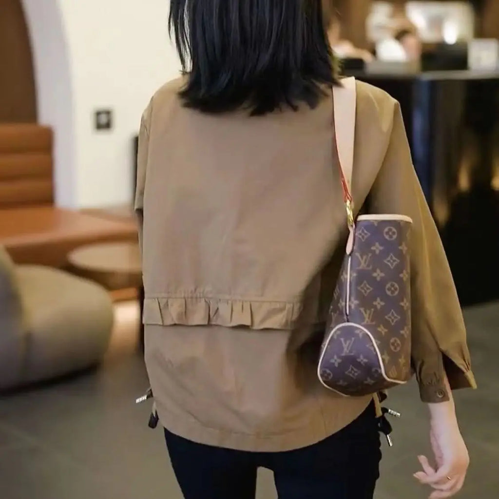 Spring Autumn Simplicity Solid Color Thin Turn-down Collar Cardigan Loose Blouses Pockets Button Coat Casual Women's Clothing