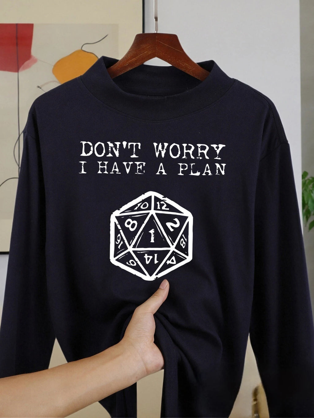Don'T Worry I Have A Plan Print Male Long Sleeved Shirts Winter Autumn Base Layer Casual Fashion Clothing Middle Collar Shirt