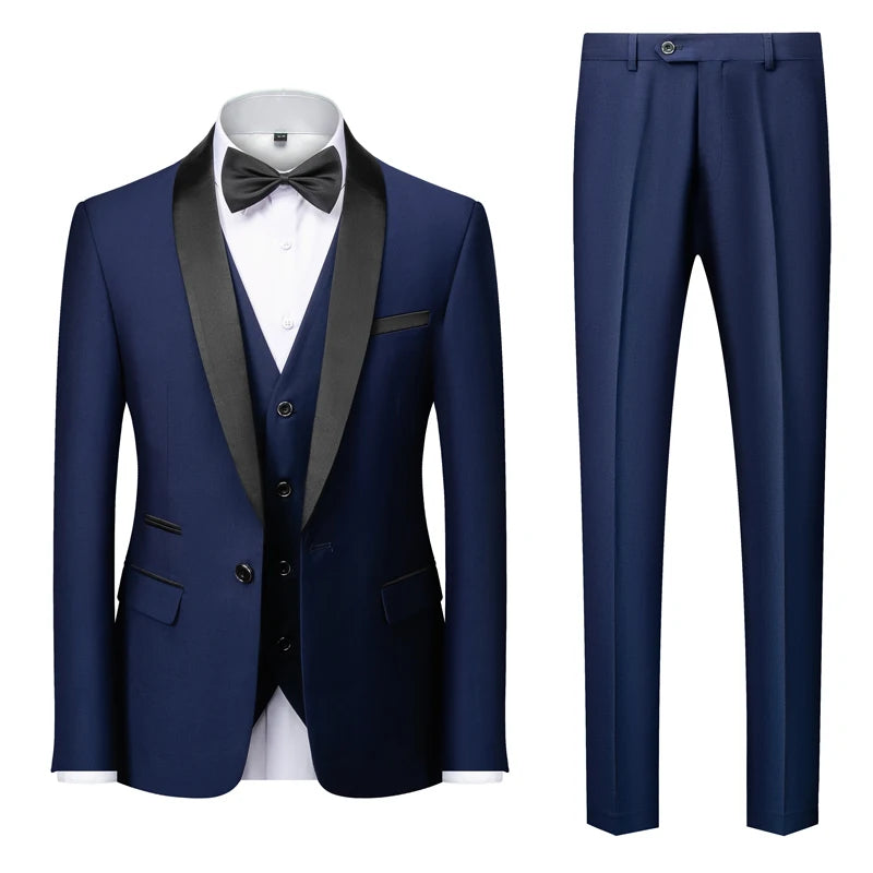 2025 Green Fruit Collar Elegant Wedding Suits for Men, Multi Color Business Casual Formal Blazer+Vest+Pants 3-Piece, Asian Size