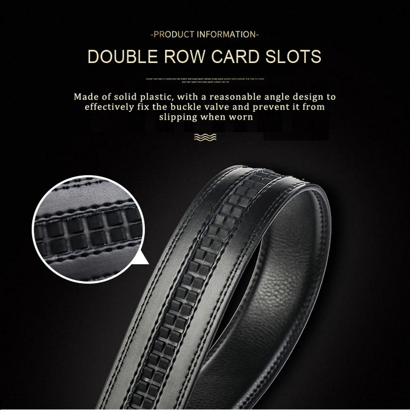 Man cowhide belt, business fashion convenient ratchet belt suitable for business dress casual pants jeans golf, with easy slip b
