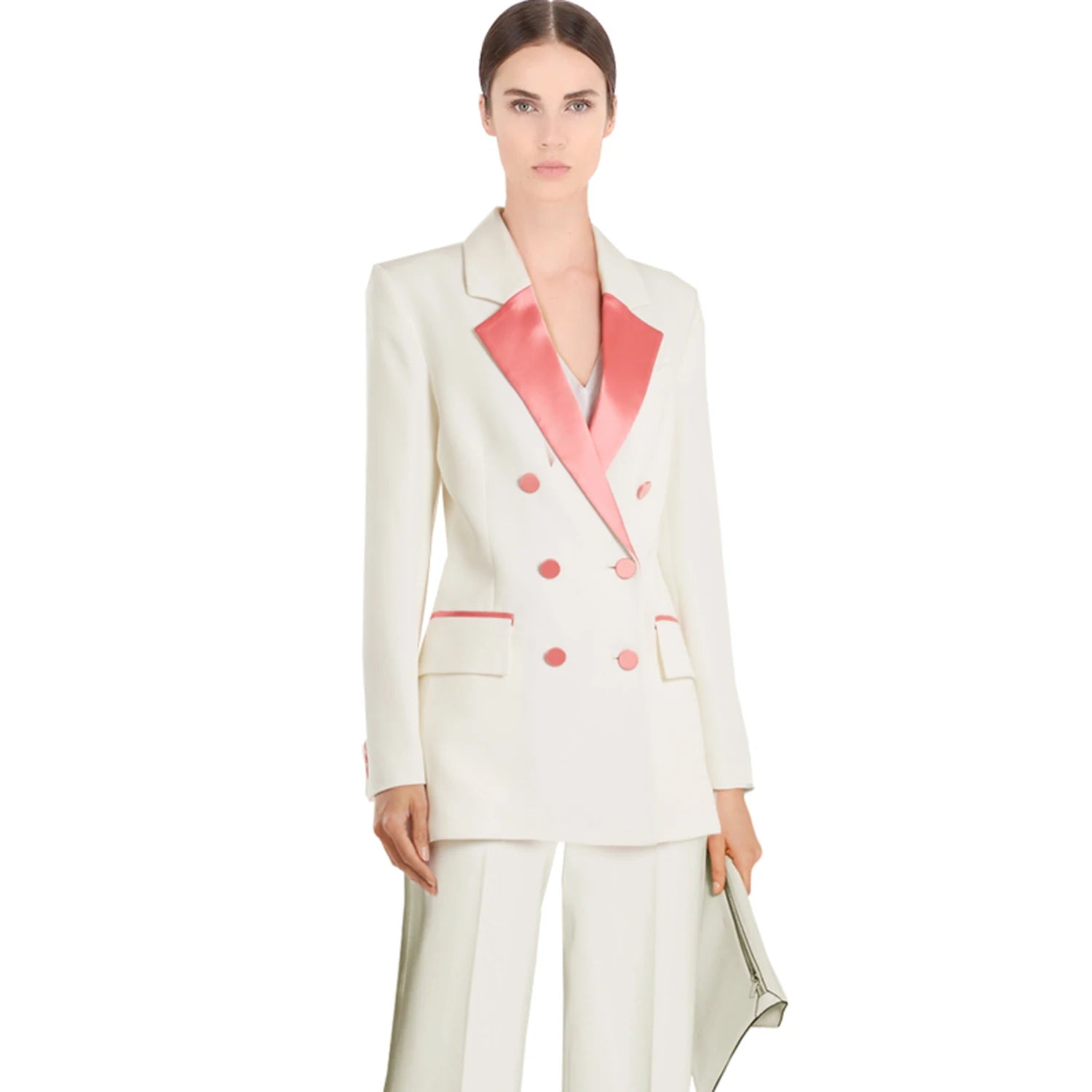 Allingentle Satin Lapel Blazer Women's 2 Piece Set Business Suit Elegant Pantsuit Set for Party Office Outfits Customize