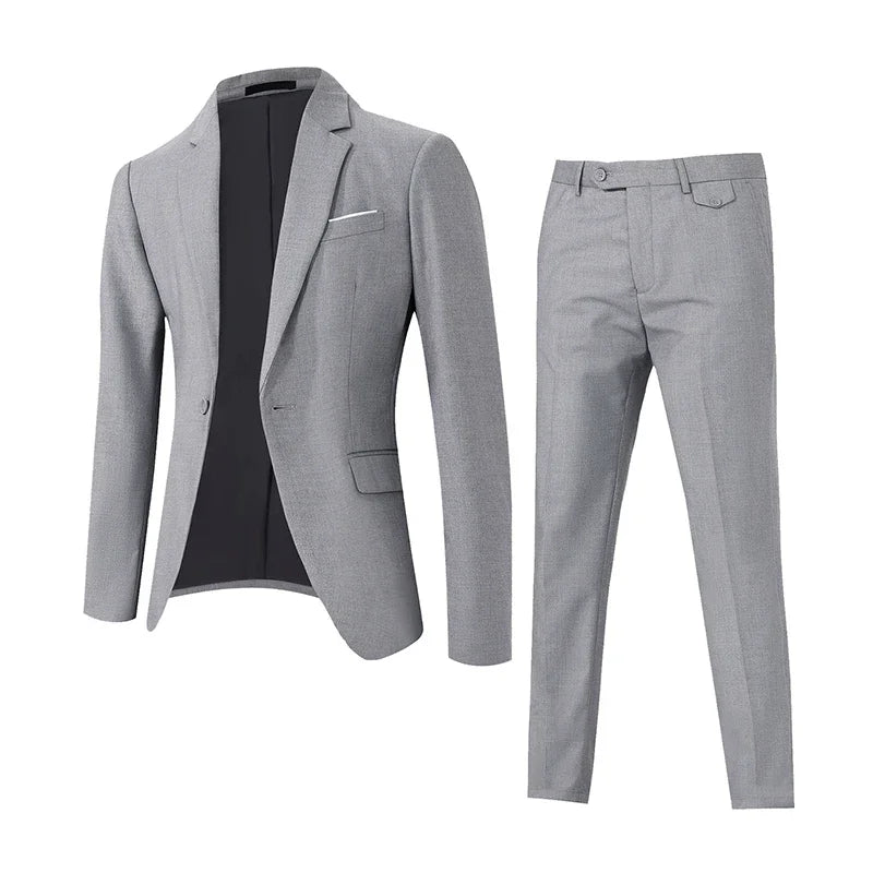 Men's Suit 2 Piece Elegant Business Casual Suit Men's Suit Lapel Collar Dress Pant with Pocket Weddings Formal Occasions Suit