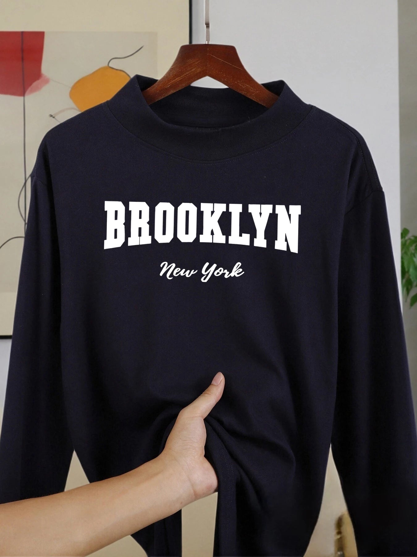 Brooklun New York Letter Long Sleeved Shirts Thickened Fit Clothing Autumn Winter Clothes Soft Middle Collar Velvet Fleece Tops