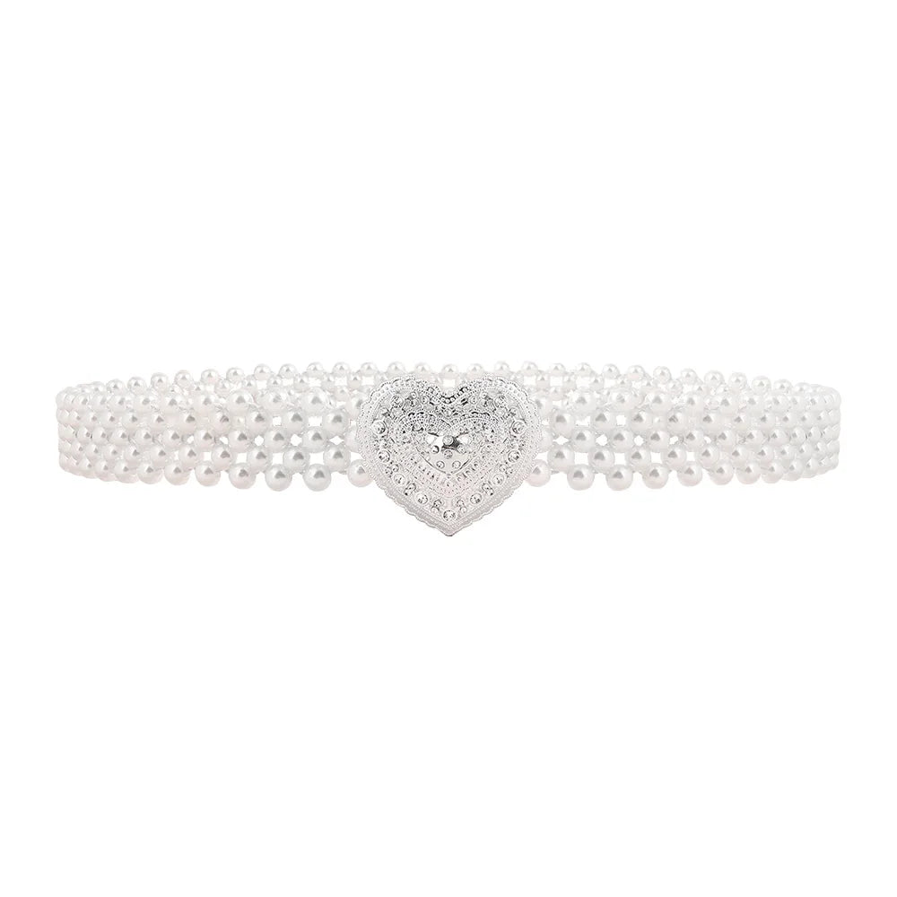 Elegant ladies rhinestone pearl elastic belt Love Butterfly Premium vintage fashion waist chain