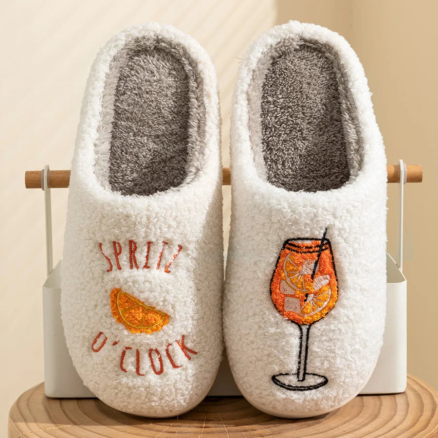Spritz O'Clock Comfy Women's Aperol Spritz Indoor Winter Slippers Fluffy Slippers Shower Girl Party Bridal Mom Gift Home Shoes