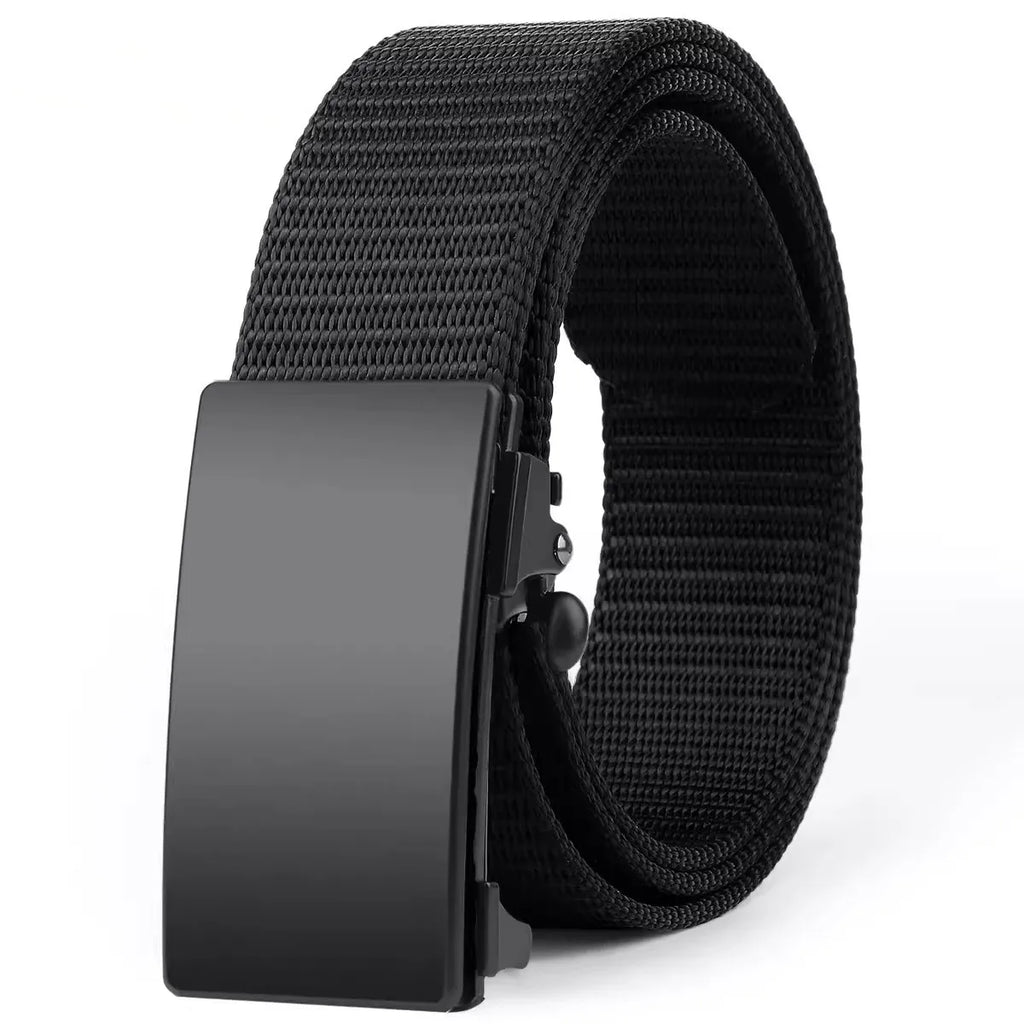 Men's Belt Outdoor Leisure Sports Belt Toothless Quick Release Automatic Buckle Quality Black Belt