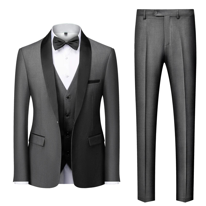 2025 Green Fruit Collar Elegant Wedding Suits for Men, Multi Color Business Casual Formal Blazer+Vest+Pants 3-Piece, Asian Size