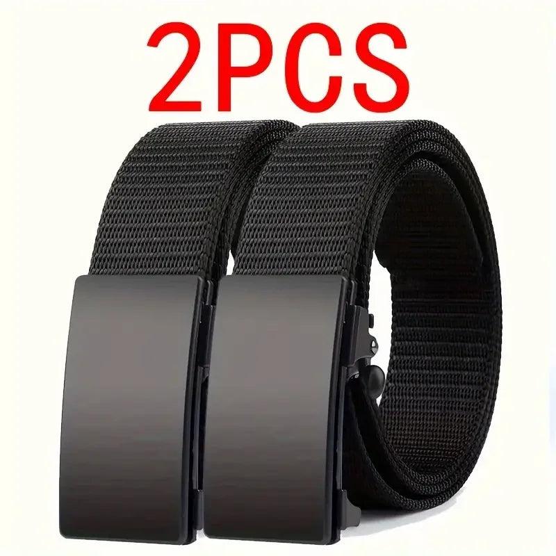 Men's Belt Outdoor Leisure Sports Belt Toothless Quick Release Automatic Buckle Quality Black Belt