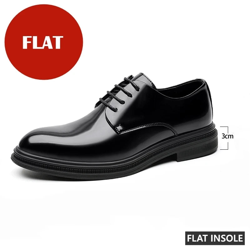 New 6/8cm Classic Men Derby Shoes Platform Height Increase Dress Shoes Formal Business Elevator Shoes British Wedding Suit Shoes