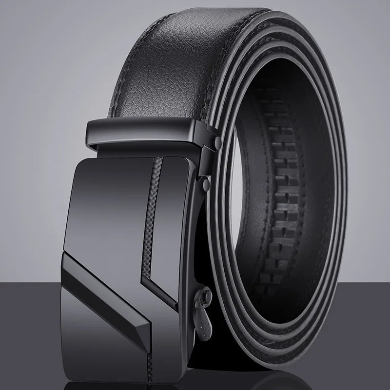 Alloy Automatic Buckle Men's Belt (Non-Iron, Rustproof), Premium Large Size Dress Belt for Business Casual, Lightweight Durable