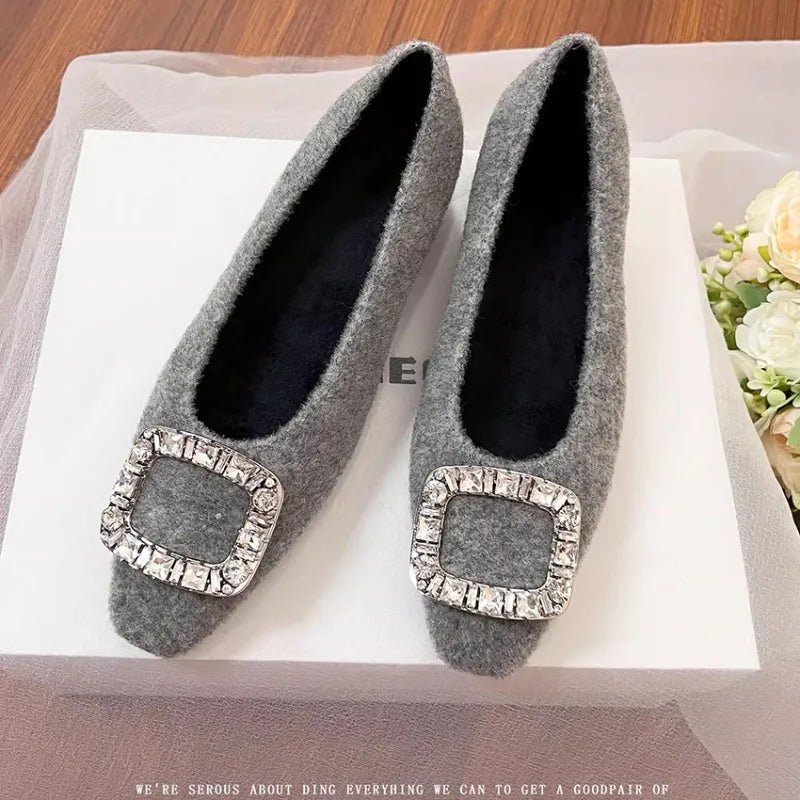 Small Inside Heightened Wool Shoes for Women 2025 New Winter Fleece Warm Mary Jane Shoes