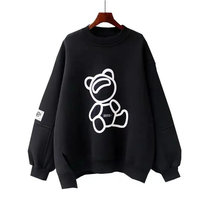 Pullover White Bear Long Sleeve Sweater Autumn and Winter Women Clothing Korean Fashion Oversize Kawaii Clothes Sweatshirt Woman