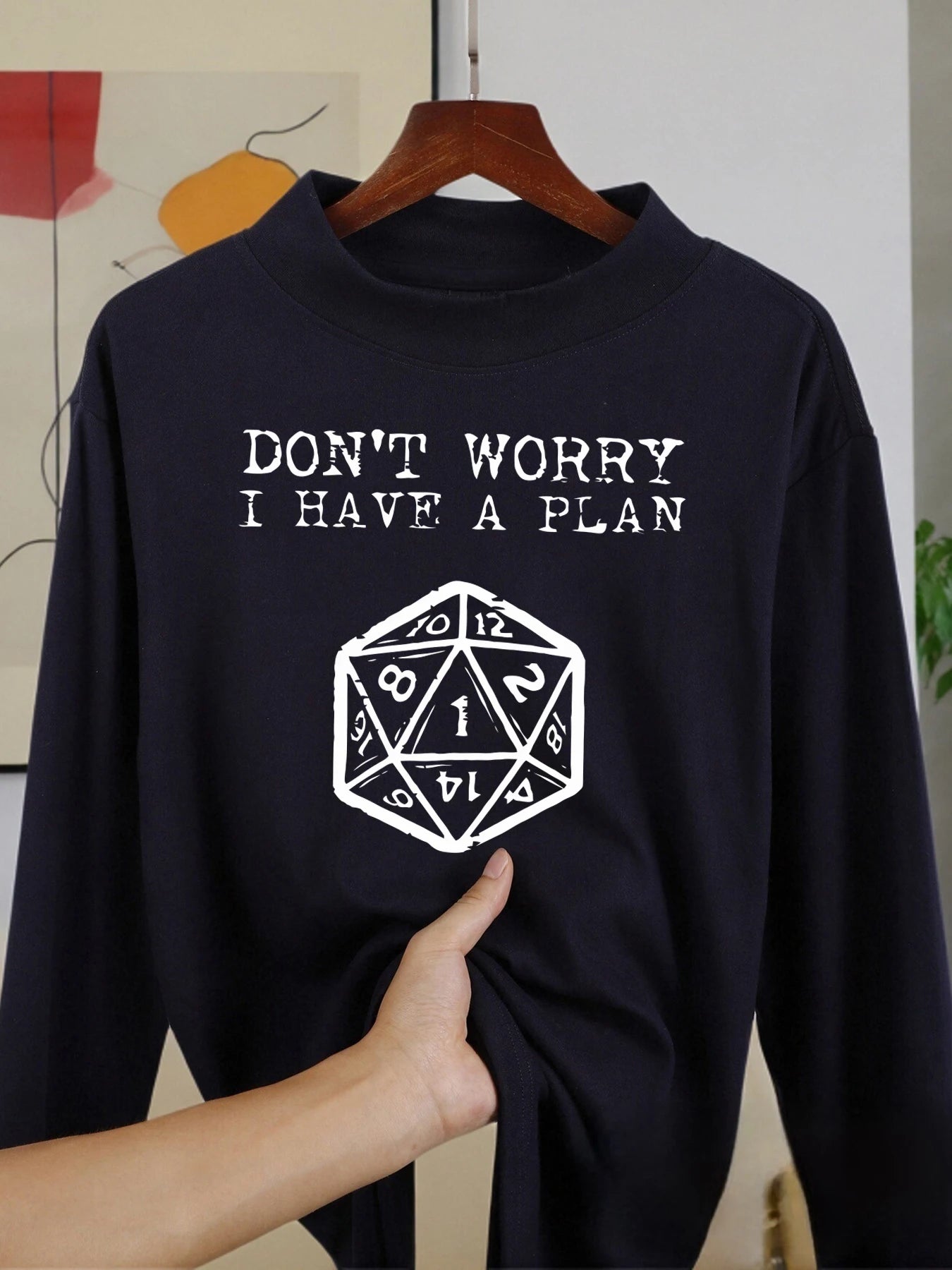 Don'T Worry I Have A Plan Print Male Long Sleeved Shirts Winter Autumn Base Layer Casual Fashion Clothing Middle Collar Shirt