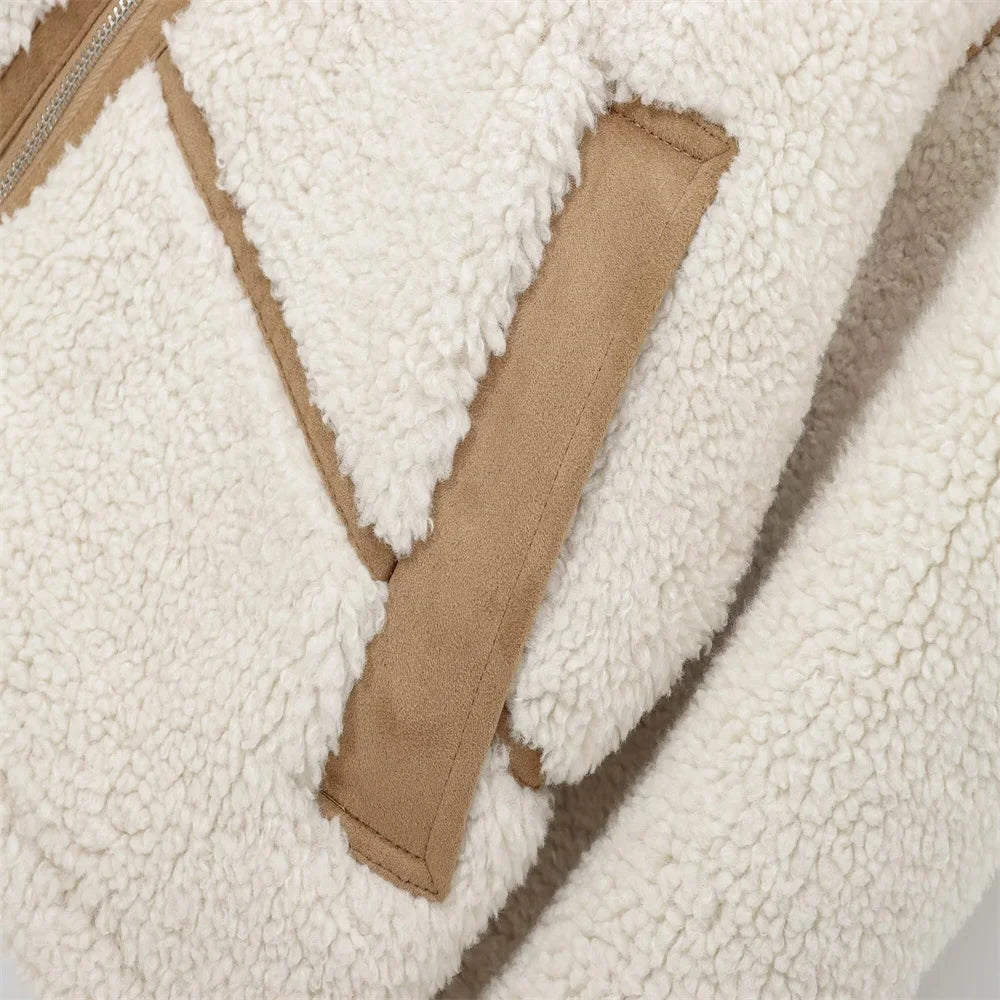 Cappotto donna invernale , caldo e morbido , in pile double-face