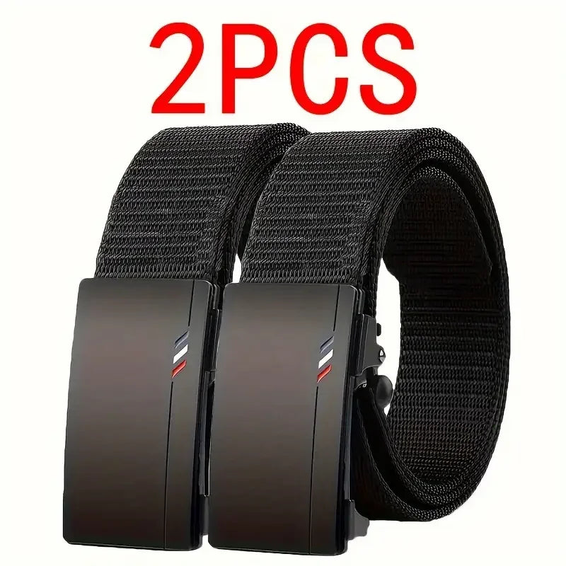Men's Belt Outdoor Leisure Sports Belt Toothless Quick Release Automatic Buckle Quality Black Belt
