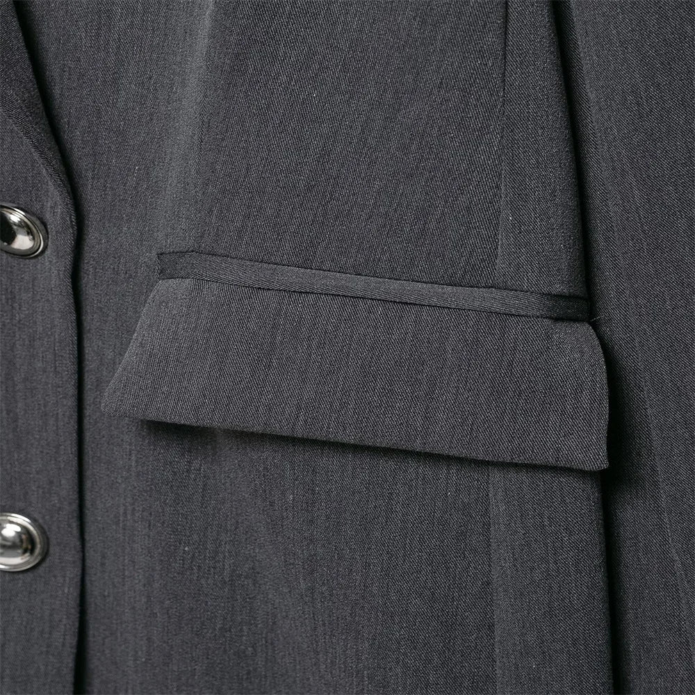 European and American style women's clothing new fashion versatile solid color long sleeved slimming double breasted suit jacket