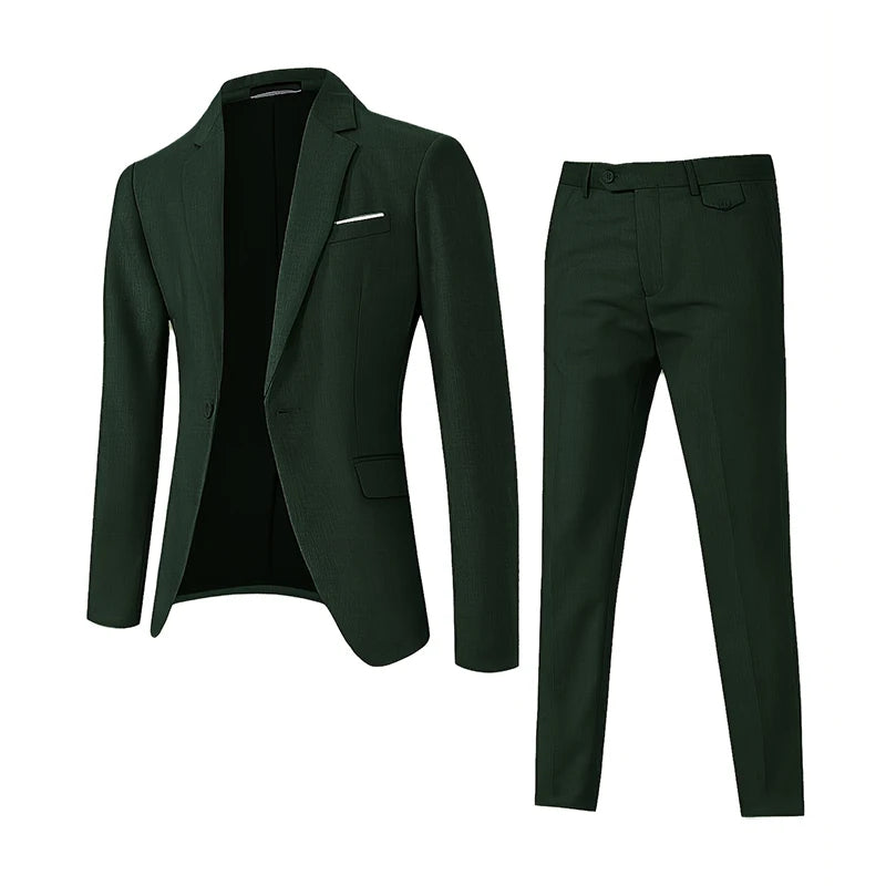 Men's Suit 2 Piece Elegant Business Casual Suit Men's Suit Lapel Collar Dress Pant with Pocket Weddings Formal Occasions Suit