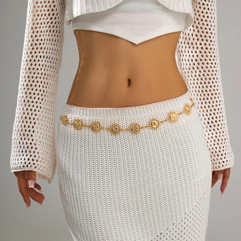 New Boho Sun Waist Belly Chain for Women Summer Sexy Bikini Belt Adjustable Body Chain Festival Jewelry Accessories Gifts