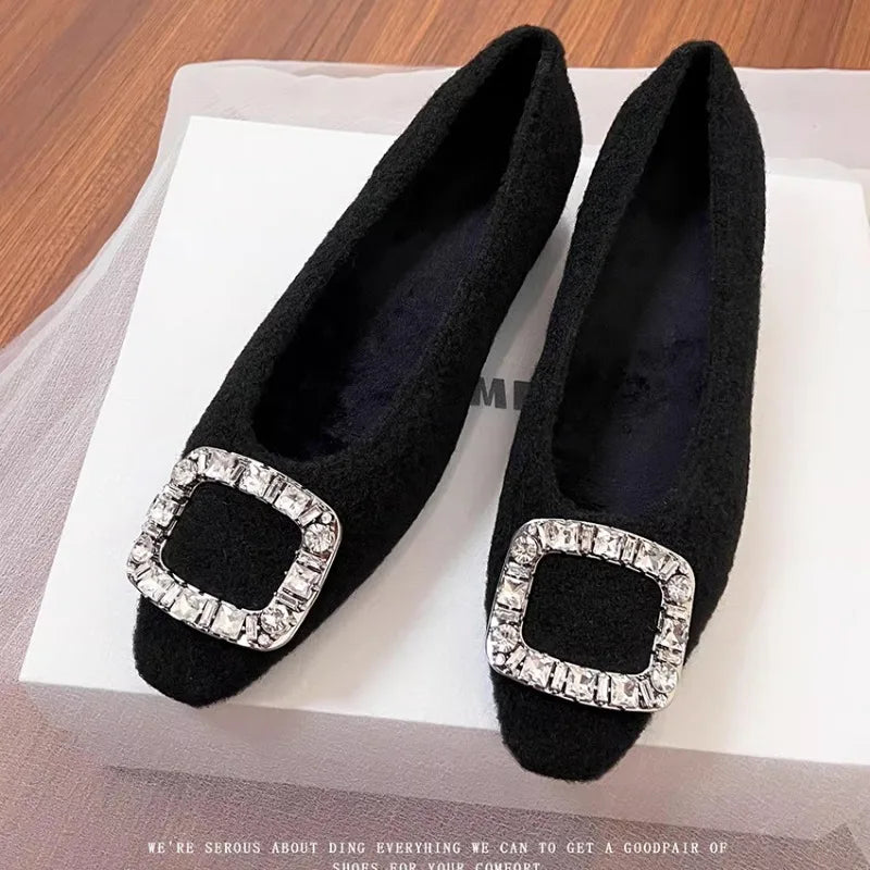 Small Inside Heightened Wool Shoes for Women 2025 New Winter Fleece Warm Mary Jane Shoes