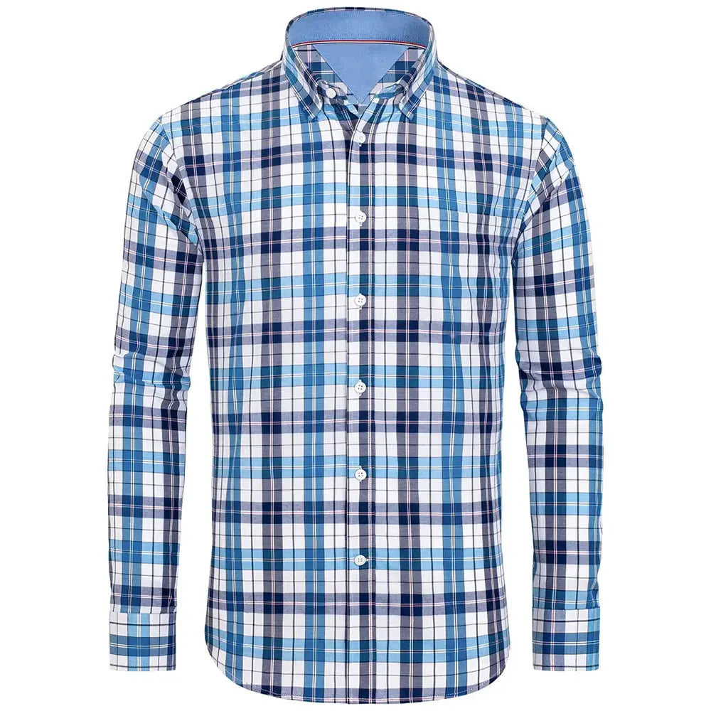 Vintage Plaid Printed Shirt New Hawaii Fashion Vacation Casual Long-sleeved Shirt Men's Clothing Large Size Lapel Button Tops