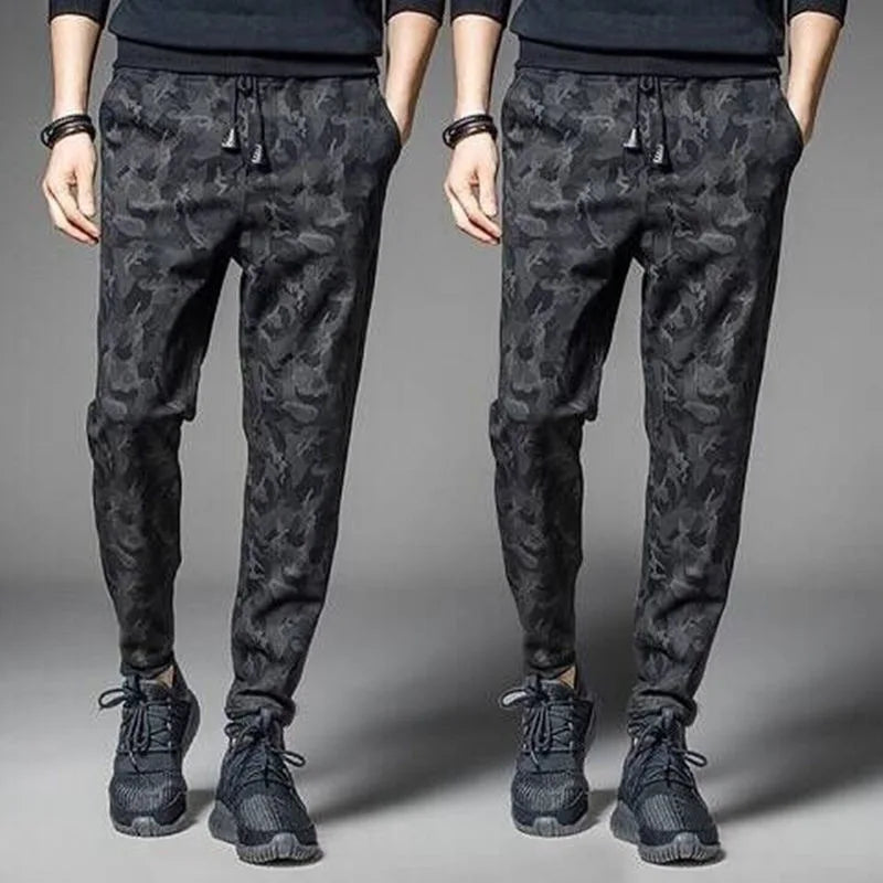 Street Elastic Jeans Men Denim Cargo Pants Wash Solid Color Multi Pockets Casual Mid Waist Trousers Slim Fit Daily Wear Joggers
