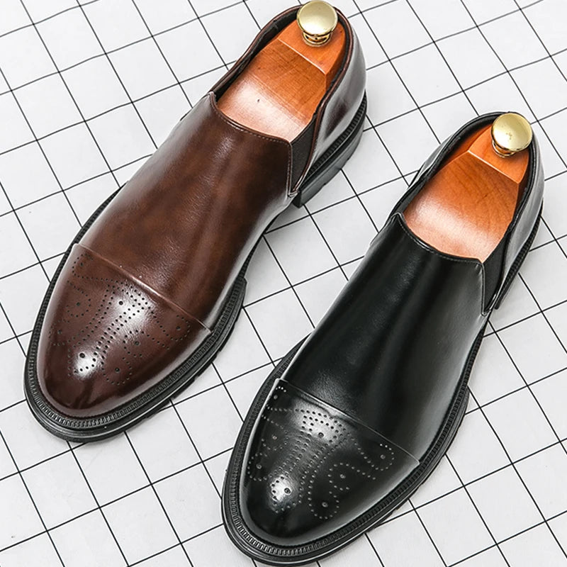 Classic Leather Shoes For Men British Casual Business Shoes Men Wedding Men's Dress Shoes Brogues Formal Social Office Loafers