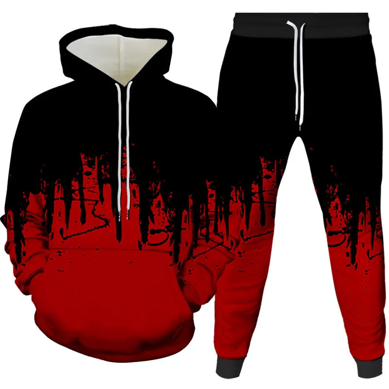 Ink Painting 3D Printed Hoodie Pant Sets Men's Fashion Casual Sweatshirts Sweatpants Two Piece Suits Man Tracksuit Clothing