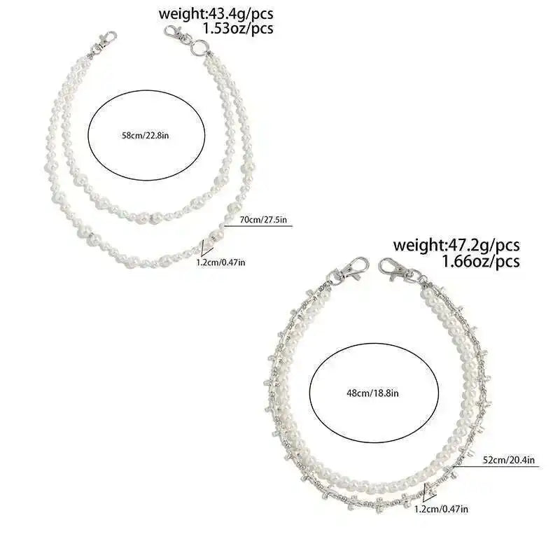 Salircon Hip Hop Multilayer Imitation Pearl Charm Jeans Pants Chain Women Punk Waist Chain Fashion Wallet Chain Belt Jewelry