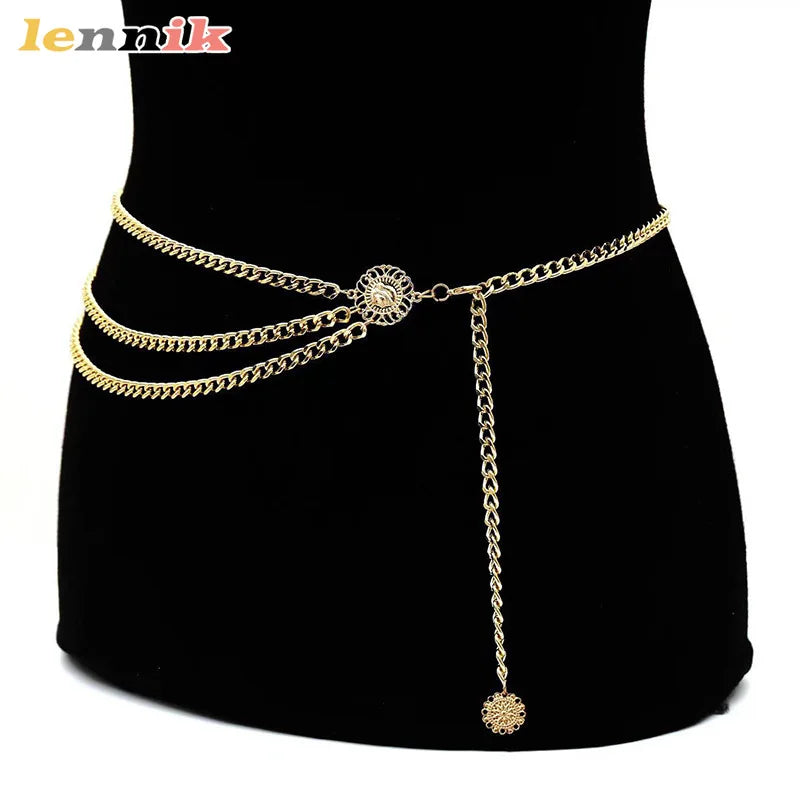 Metal Fringe Waist Chain, Multi-Layer Body Jewelry , Y2K Streetwear Accessory for Dresses & Shirts, Chain for Badgeil Same Style