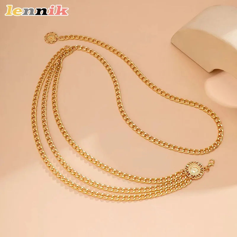 Metal Fringe Waist Chain, Multi-Layer Body Jewelry , Y2K Streetwear Accessory for Dresses & Shirts, Chain for Badgeil Same Style