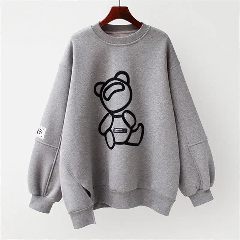 Pullover White Bear Long Sleeve Sweater Autumn and Winter Women Clothing Korean Fashion Oversize Kawaii Clothes Sweatshirt Woman