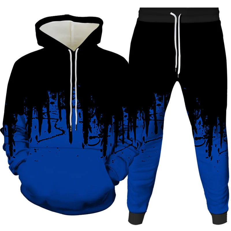 Ink Painting 3D Printed Hoodie Pant Sets Men's Fashion Casual Sweatshirts Sweatpants Two Piece Suits Man Tracksuit Clothing