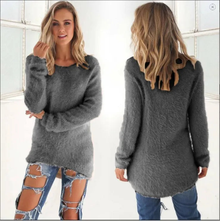 2023 new Women's woman Sweaters Jumpers Clothing Autumn and Winter Fashion Solid Color Long Sleeve Women's Sweater Top Pullovers