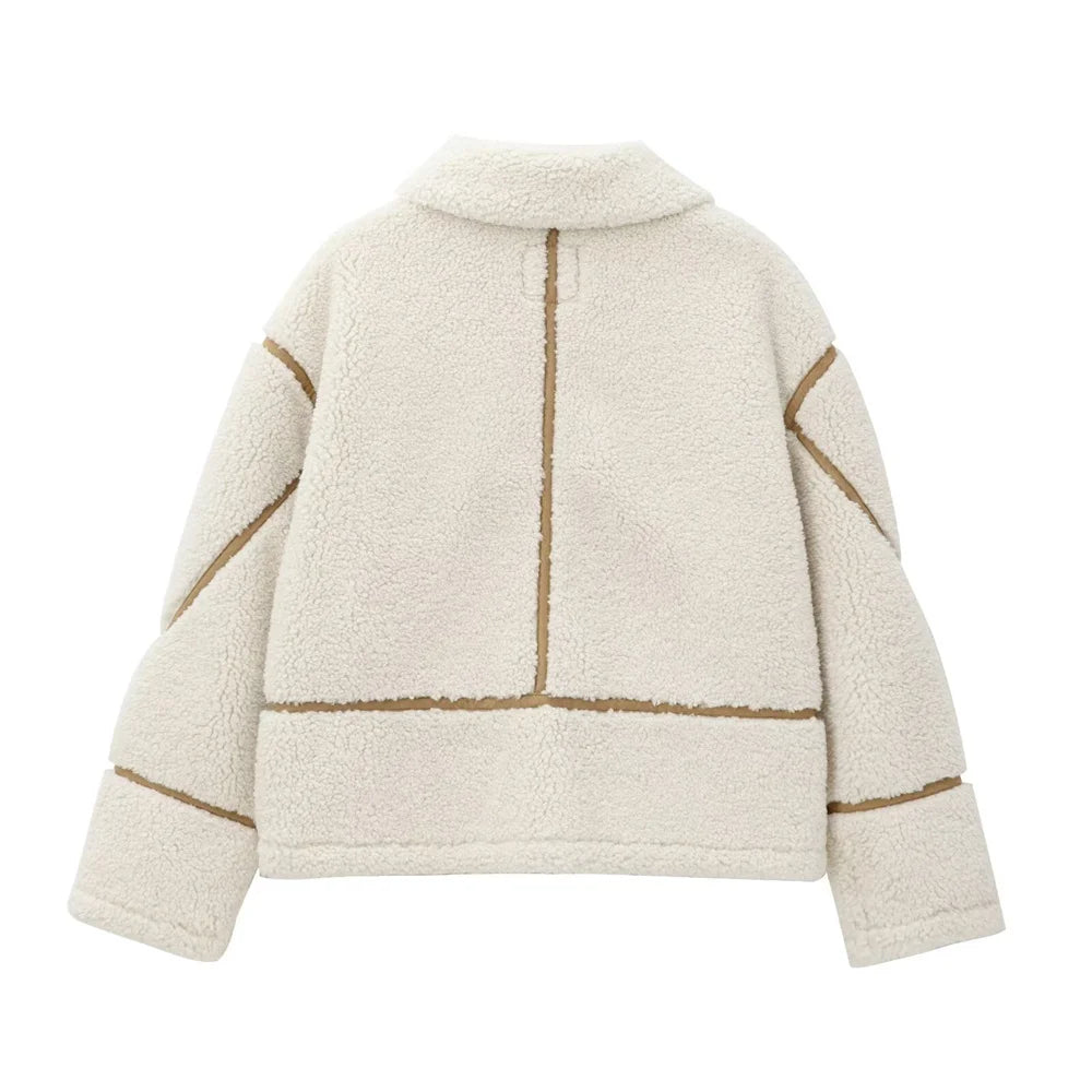 Cappotto donna invernale , caldo e morbido , in pile double-face