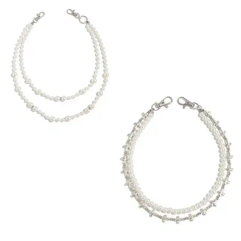 Salircon Hip Hop Multilayer Imitation Pearl Charm Jeans Pants Chain Women Punk Waist Chain Fashion Wallet Chain Belt Jewelry