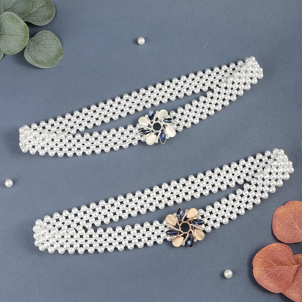 Elegant ladies rhinestone pearl elastic belt Love Butterfly Premium vintage fashion waist chain
