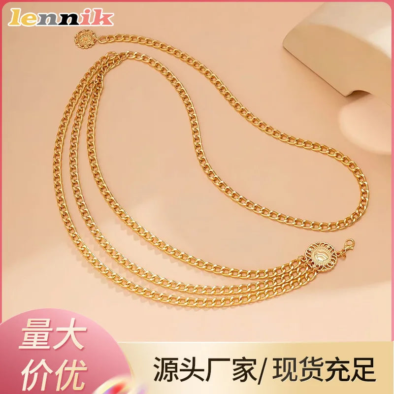 Metal Fringe Waist Chain, Multi-Layer Body Jewelry , Y2K Streetwear Accessory for Dresses & Shirts, Chain for Badgeil Same Style
