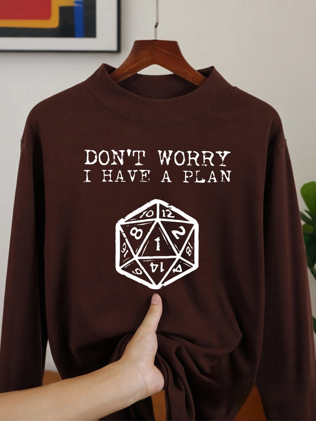 Don'T Worry I Have A Plan Print Male Long Sleeved Shirts Winter Autumn Base Layer Casual Fashion Clothing Middle Collar Shirt