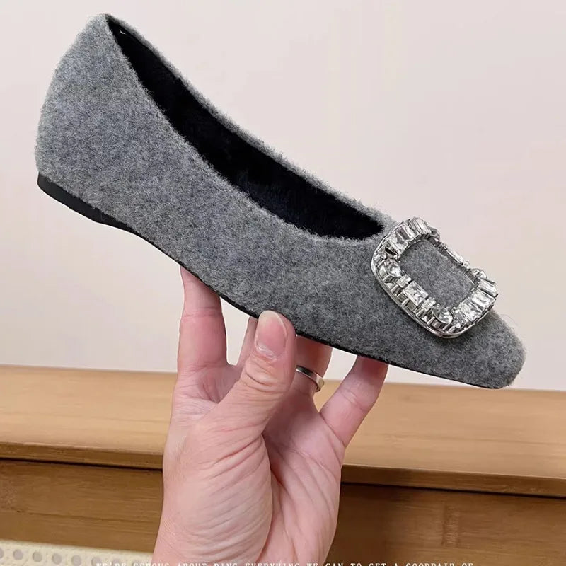 Small Inside Heightened Wool Shoes for Women 2025 New Winter Fleece Warm Mary Jane Shoes