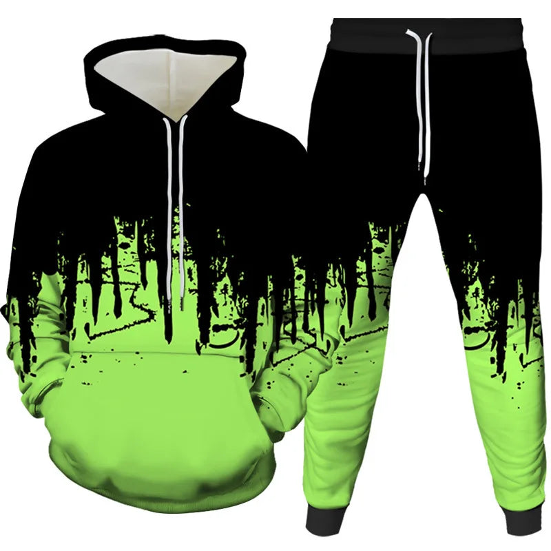 Ink Painting 3D Printed Hoodie Pant Sets Men's Fashion Casual Sweatshirts Sweatpants Two Piece Suits Man Tracksuit Clothing