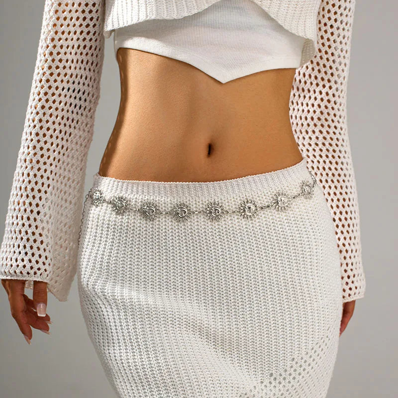 New Boho Sun Waist Belly Chain for Women Summer Sexy Bikini Belt Adjustable Body Chain Festival Jewelry Accessories Gifts