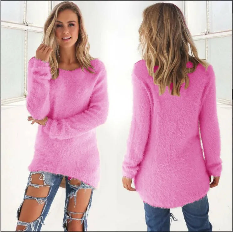 2023 new Women's woman Sweaters Jumpers Clothing Autumn and Winter Fashion Solid Color Long Sleeve Women's Sweater Top Pullovers