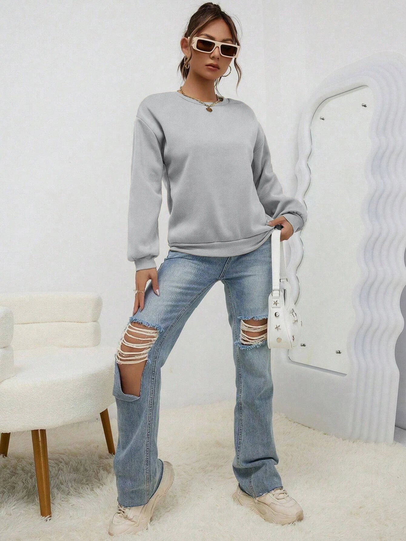 Felpa con cappuccio da donna multicolore tinta unita , taglie forti , abbigliamento casual e comodo.