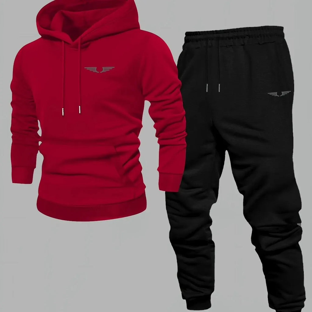 Men's fall/winter sports casual set trendy American streetwear multi-purpose printed coat men's clothing top and pants complete