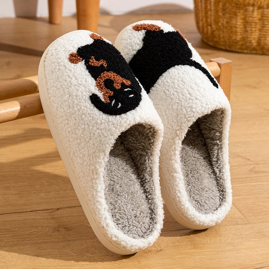 Women Slippers Cartoon Cute Interesting Dachshund Dog Indoor Warm Comfort Lightweight Bedroom Couple Winter Cotton Shoes
