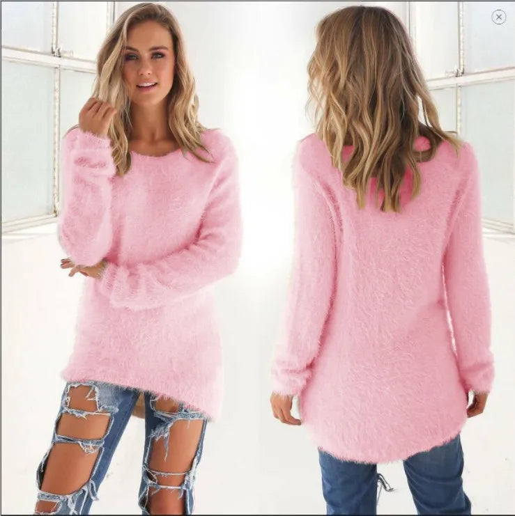 2023 new Women's woman Sweaters Jumpers Clothing Autumn and Winter Fashion Solid Color Long Sleeve Women's Sweater Top Pullovers