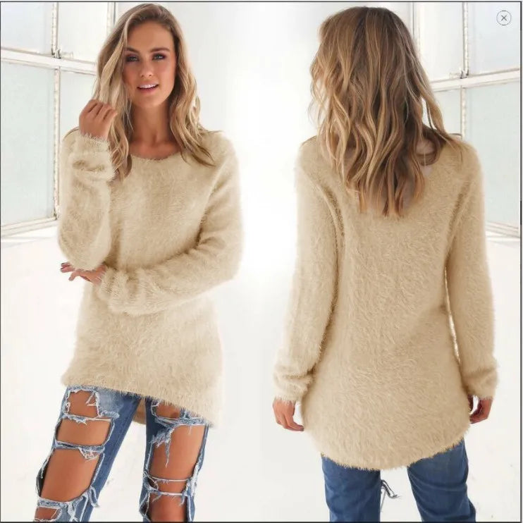 2023 new Women's woman Sweaters Jumpers Clothing Autumn and Winter Fashion Solid Color Long Sleeve Women's Sweater Top Pullovers