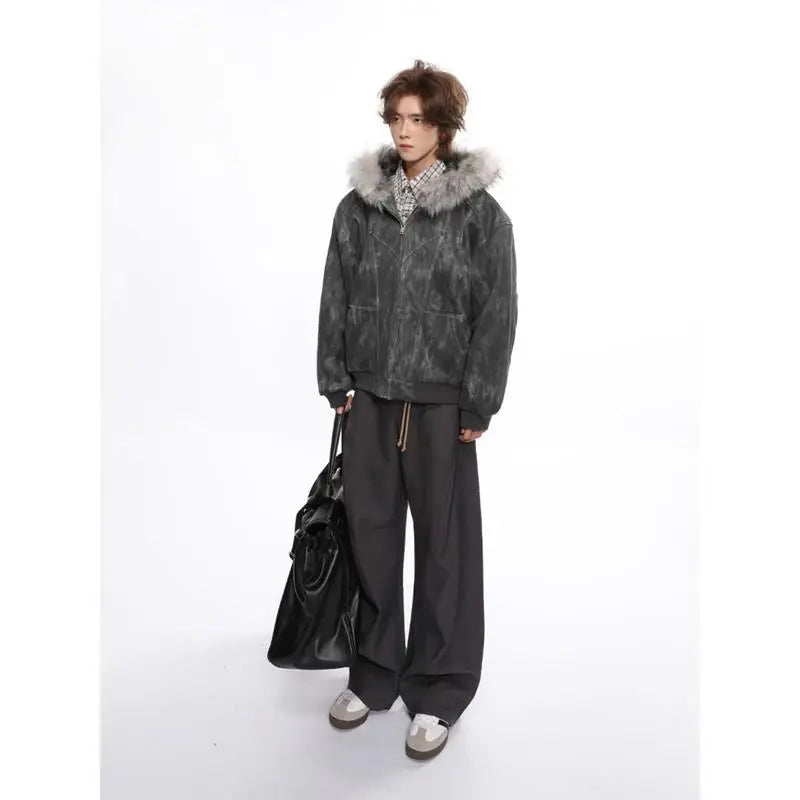 Parka in pelliccia sintetica autunno-inverno con cappuccio , per coppi donna e uomo